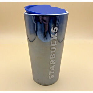 Starbucks‎ Coffee Travel Mug 2023 Blue Night Tumbler Shiny White Letters 12 oz